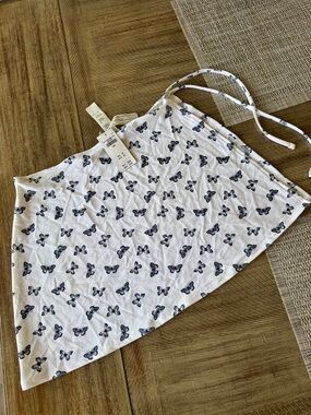 Hollister White Butterfly Print swim skirt coverup